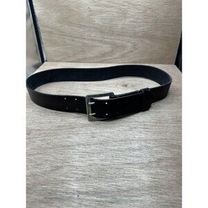 80s Vintage Manchester  Black Leather Belt Size 43.5”